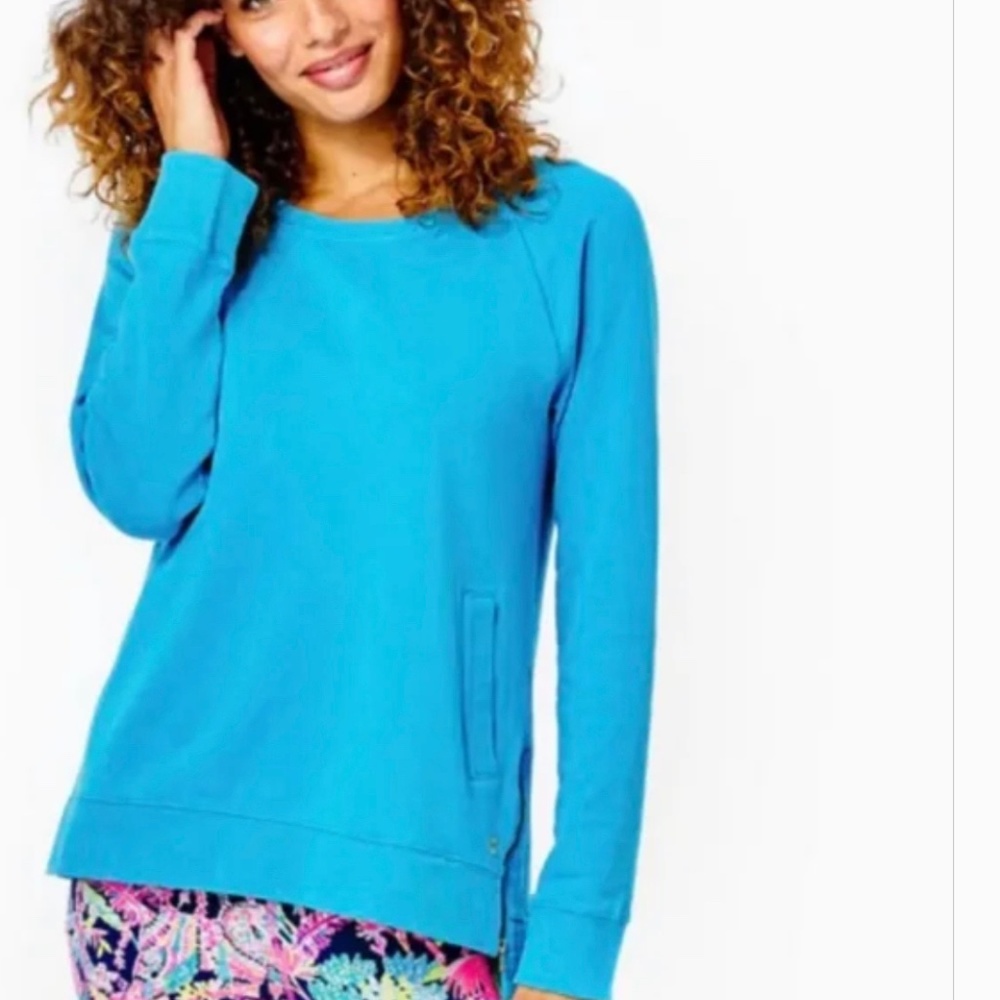 New Lilly Pulitzer Turquoise Beach Comber Pullover size M